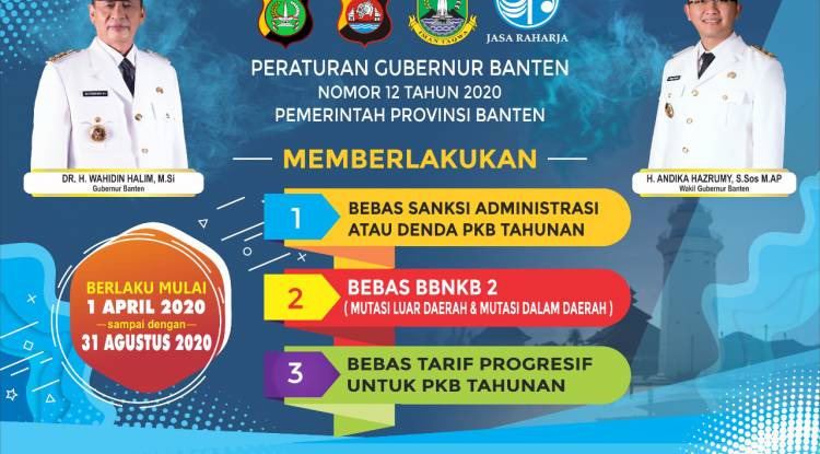 Pemerintah Provinsi Banten Memberlakukan Bebas Denda PKB Tahunan, Bebas BBNKB II Dan Bebas Tarif Progresif Untuk PKB Tahunan