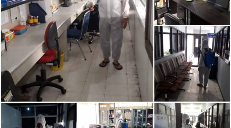 Penyemprotan Cairan Disinfektan Secara Rutin di Setiap Ruangan UPTD PPD Cikokol